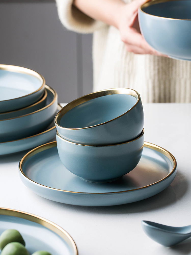 Modern housewives the qing dai li up phnom penh matte enrolled home dishes suit pure color 0 soup bowl the rice bowls of pottery and porcelain tableware