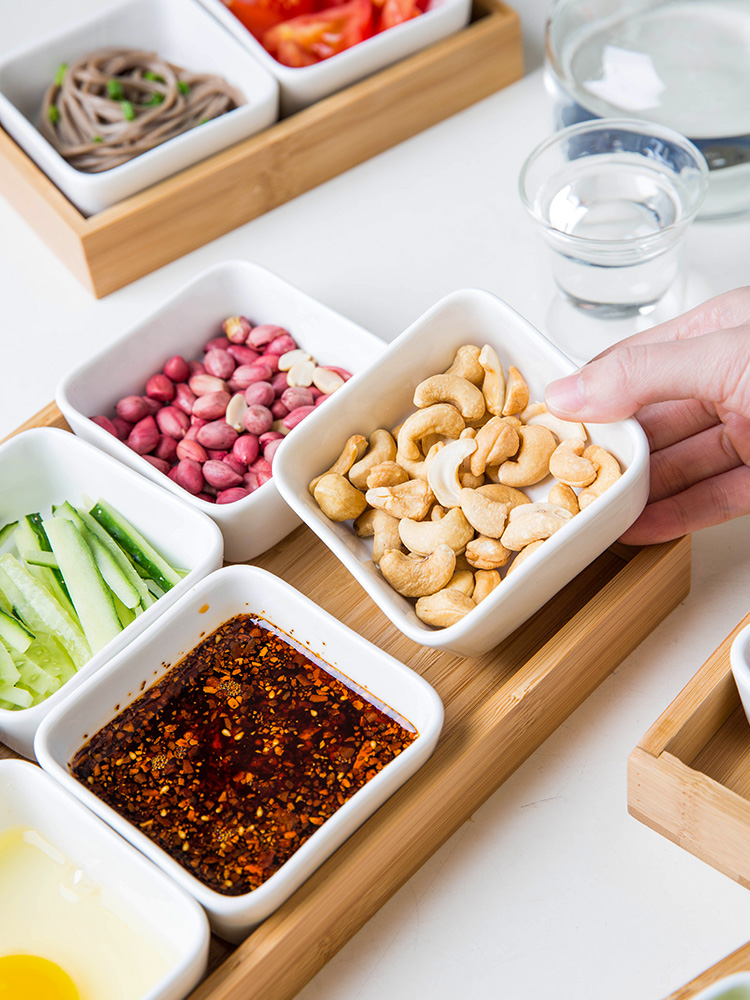 Modern Japanese housewife compote ceramic bamboo tray candy seeds' lads' Mags' including nuts, dried fruit snacks in the living room, receive a case