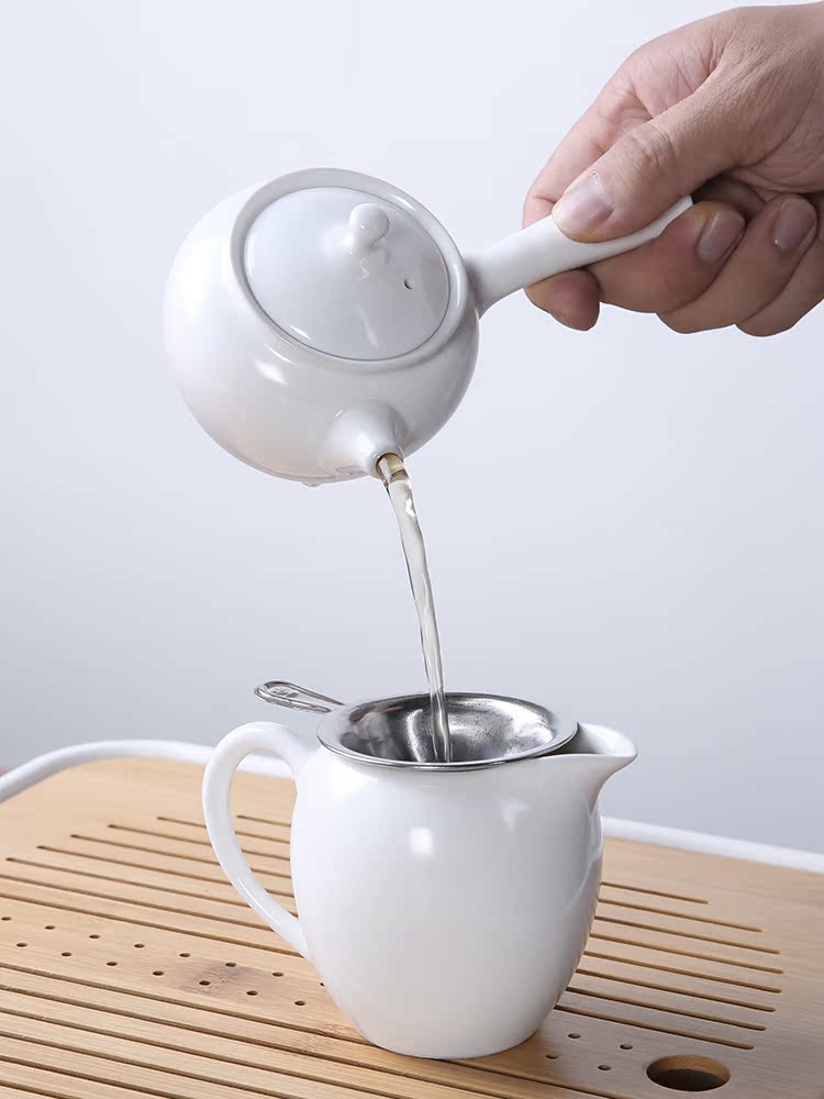 Three thousand contracted white porcelain teapot teacup suit household ceramics kung fu tea tea village water dry tea tray was portable