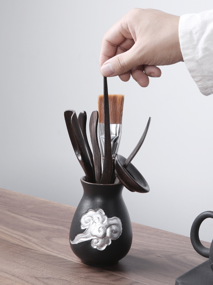 Three thousand ceramic tea tea village 6 gentleman solid wood tea set tools accessories bamboo household zero ChaGa tea spoon