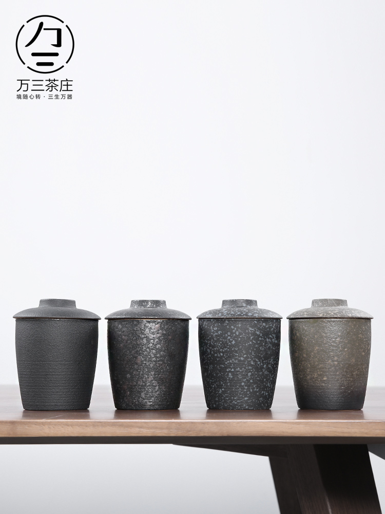 Three thousand vintage tea village coarse pottery ceramic tea caddy fixings warehouse small manual sealing as cans household pu - erh tea storage tanks