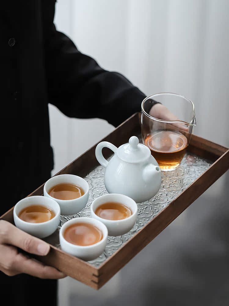 Three thousand Japanese ceramic kung fu tea tea set tea village office household white porcelain teapot teacup contracted small set