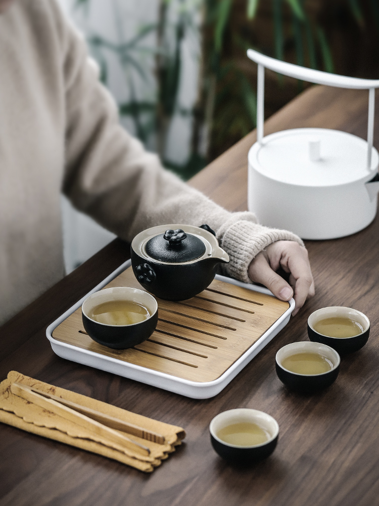 Three thousand cup to crack a pot of tea village two cups of Japanese ceramics 2 office travel portable mini tea tea set