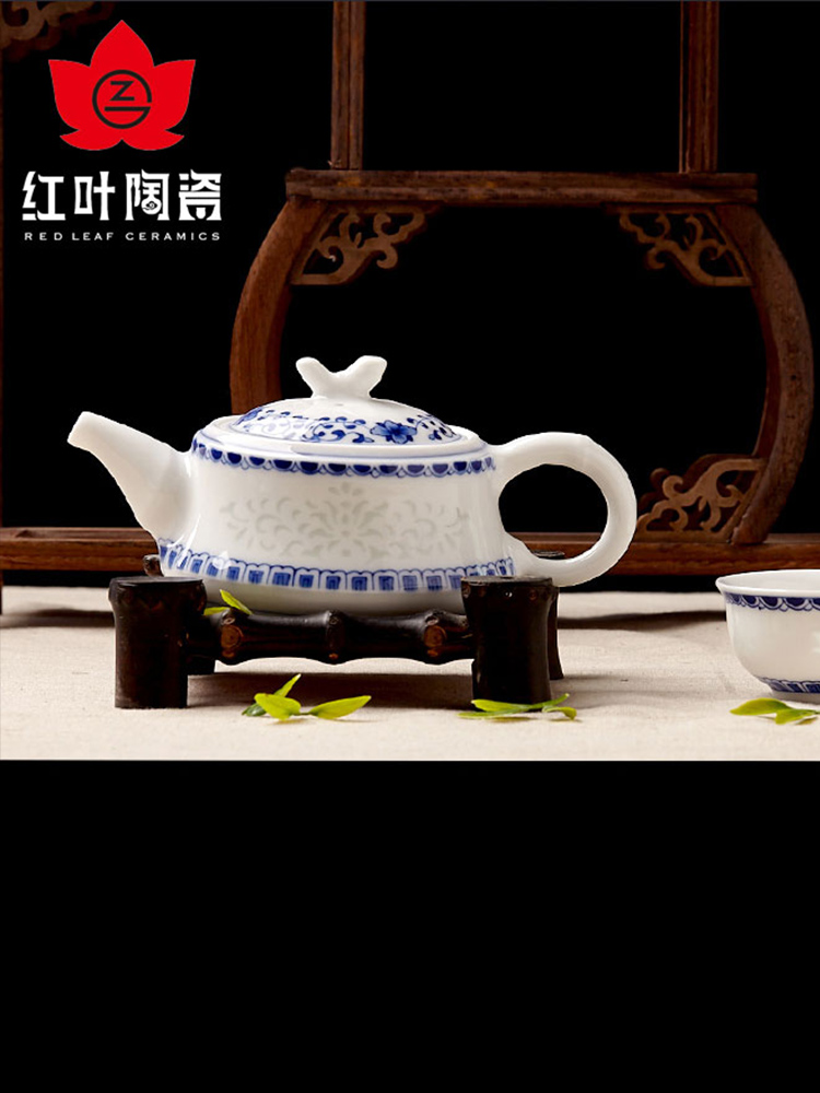 Red porcelain jingdezhen porcelain of a complete set of kung fu tea set the teapot teacup gift porcelain household and riches and honour