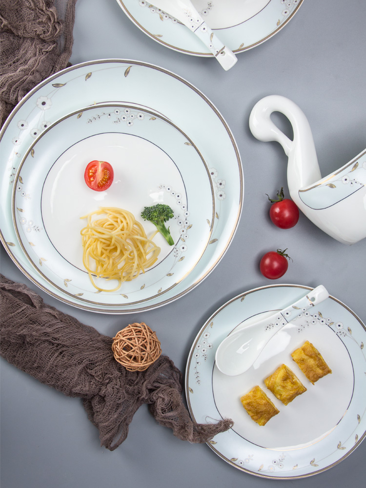 Dishes suit household contracted ipads porcelain Dishes eat ceramic bowl soup plate tableware chopsticks spoons combination of simple but elegant and pure and fresh