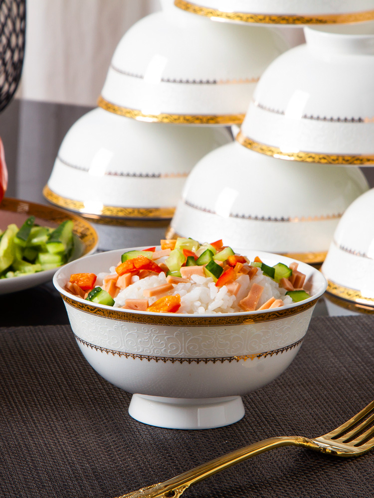 Jingdezhen ceramic bowl with the packed 10 dishes suit European creative contracted ipads porcelain tableware to eat rice bowls