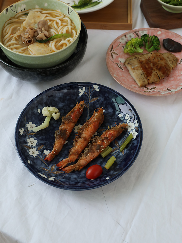 Japanese and wind flat ceramic tableware suit cuisine consists of sushi plate breakfast dish bowl of creative ltd.
