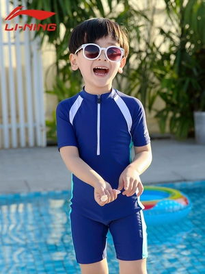 Đồ bơi trẻ em Li Ning bé trai một mảnh mùa hè 2022 mới nhỏ, vừa và lớn cho bé trai chuyên nghiệp quần bơi suối nước nóng phù hợp với áo bơi trẻ em dài tay áo bơi tre em 