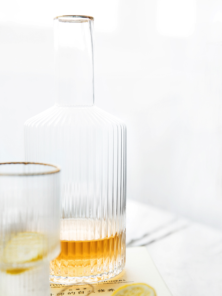 Porcelain color beauty Nordic up phnom penh vertical stripes cold set transparent glass kettle cool ice cold water kettle cup household kettle
