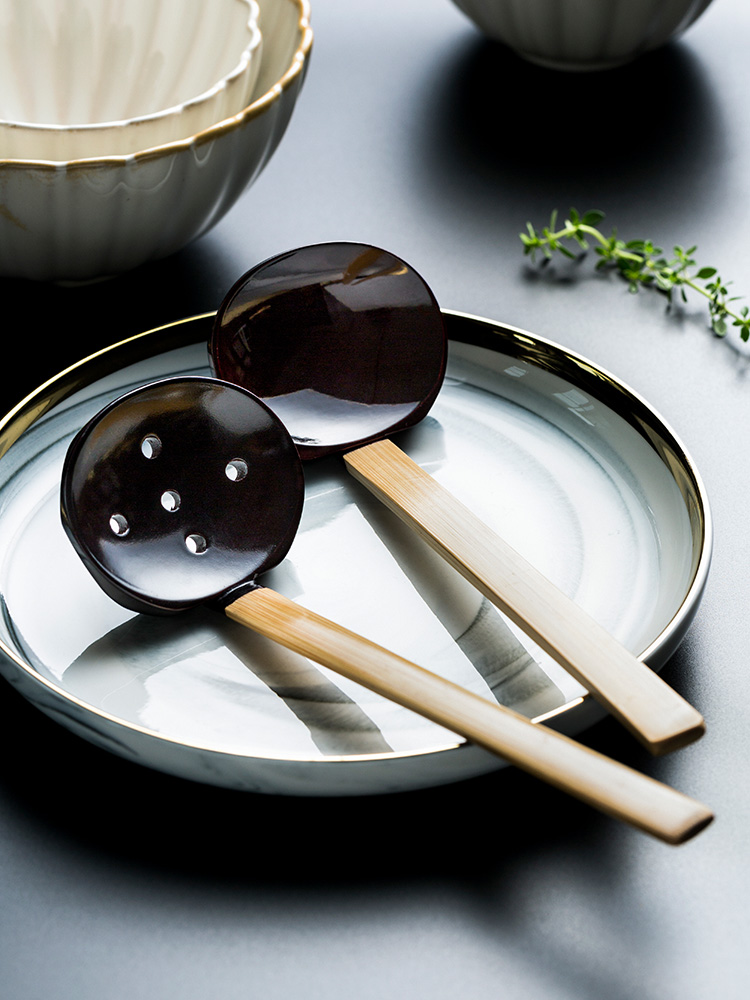 Porcelain color beauty of Japanese ramen soup spoon, run back home wooden spoon, smaller wooden spoon, ltd. hot pot spoon colander