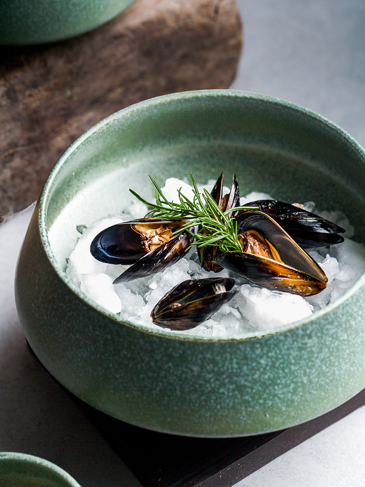 Porcelain color beauty creative ceramic bowl noodles bowl of soup bowl dish large irregular salad bowl tall bowl of tableware restoring ancient ways
