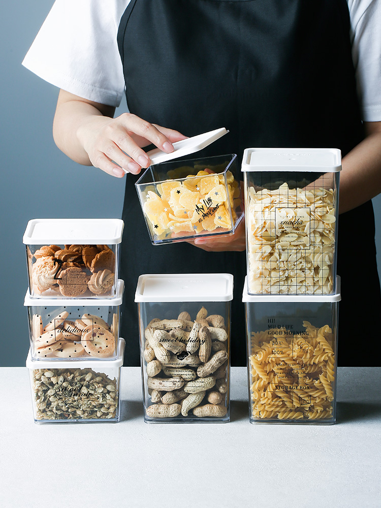 Porcelain color beauty Nordic transparent seal pot snack dried fruit grain storage box of household kitchen receive food storage tank