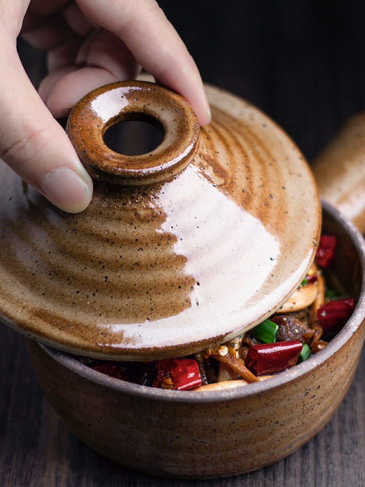 Porcelain color beauty creative coarse ceramic sand pot stew microwave oven small pot soup rice to hold to thermal belt cover bowl dishes