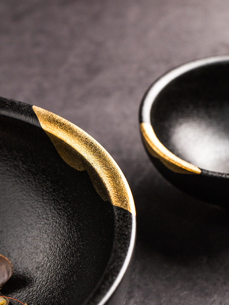 Porcelain color beauty creative black ceramic tableware paint edge household rice bowls rainbow such as bowl bowl dish dish steak dishes
