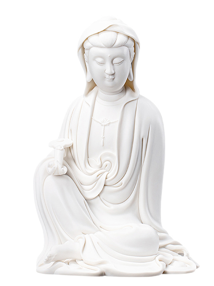 Dehua biscuit firing guanyin ceramic Buddha zen porch place cloak that occupy the home sitting room to be safe