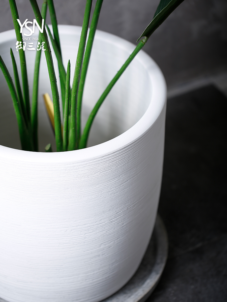 Royal three Nordic flowerpot contracted white mud large ceramic vase landing creative landscape forest villa indoor decoration
