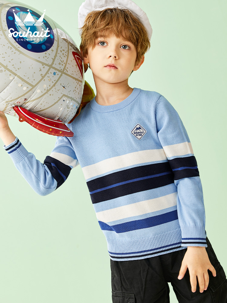 水孩儿 21年秋季款 纯棉 中大男童 套头毛衣 天猫优惠券折后¥79包邮(¥159-80)105~170码3色可选