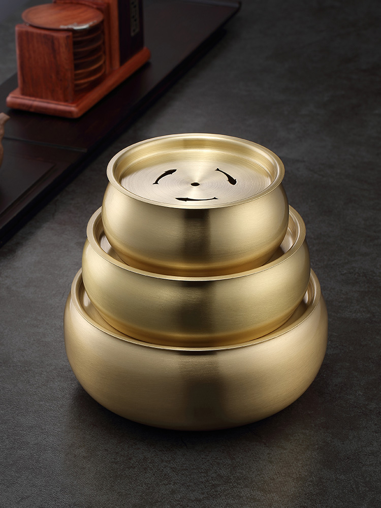 Morning high pure copper kung fu tea tea tray was Japanese tea sea small household dry mercifully tea wash to king with cover