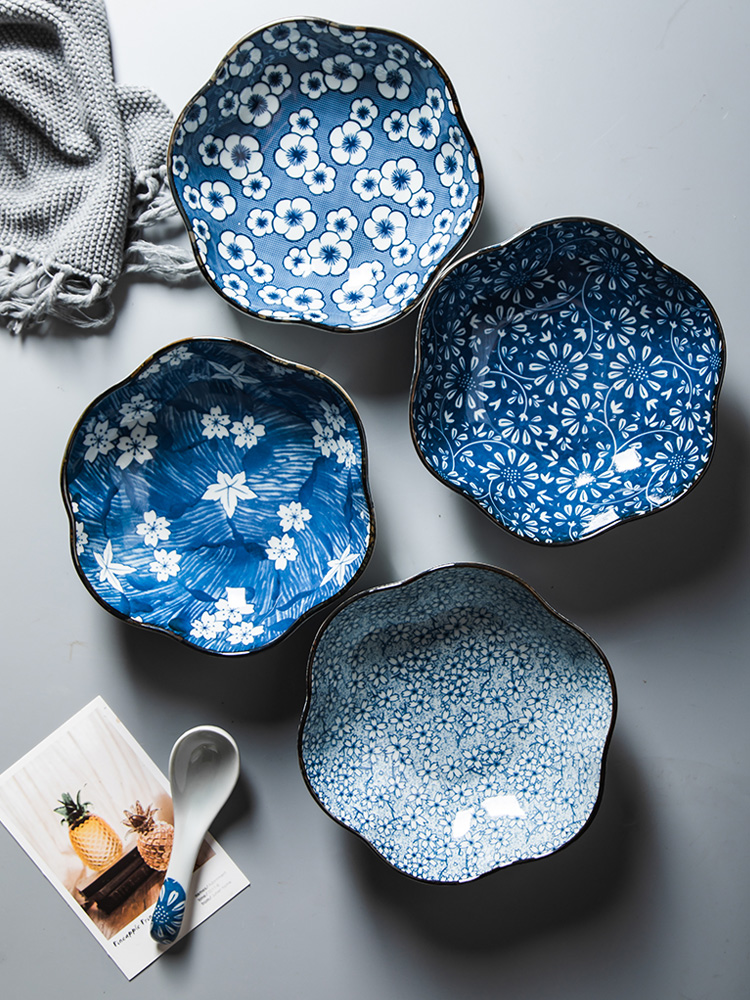 Pack [4] creative special dish soup plate western - style food dish name plum flower ceramic plate household FanPan compote dish dish