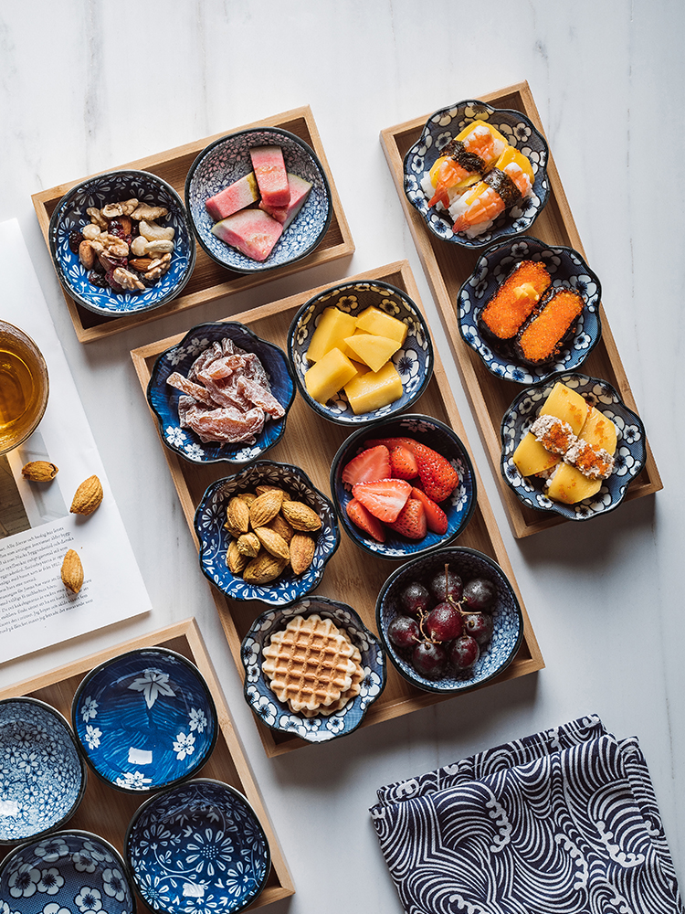 Japanese frame bamboo ceramic platter combination snack plate candy plate the nut plate of fruit snacks small dishes