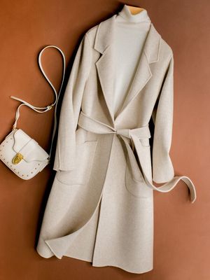 Chống giải phóng mặt bằng hai mặt áo khoác nữ dài phần trên đầu gối áo len không có ngôi sao cashmere với cùng một phong cách áo len xu hướng áo khoác nữ 2021 Áo len lót đôi