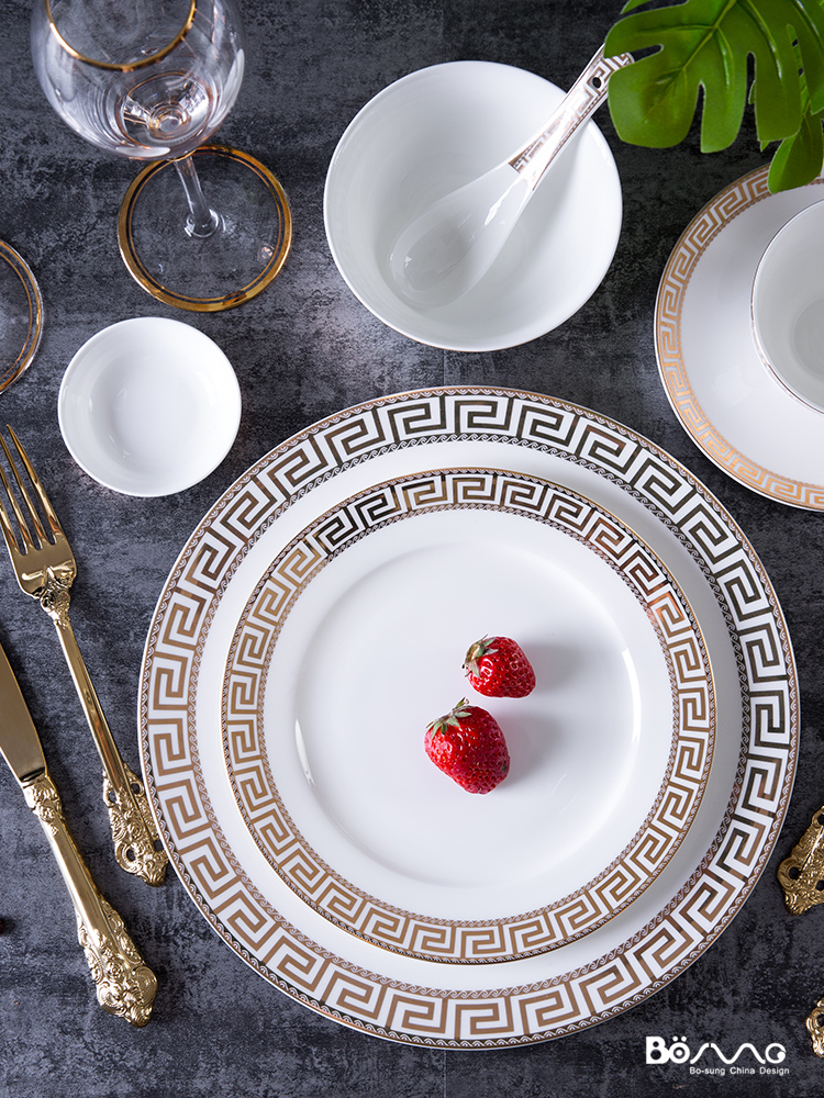 Up Phnom penh palace words dinner plate suit European tableware steak knife and fork ceramic disc flat plate pasta dish in up Phnom penh