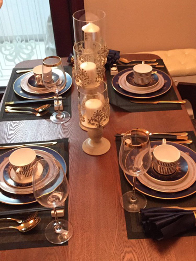 European top - grade LanYao gold dishes and utensils neoclassical up phnom penh dish suits for ceramic beefsteak flat home plate