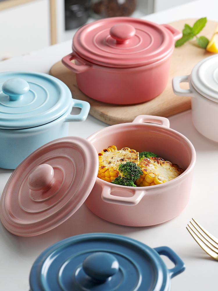 Ceramic bowl with cover baby baby side dish bowl of children 's ears steamed egg bowl bowl of stew stew egg dessert bird' s nest