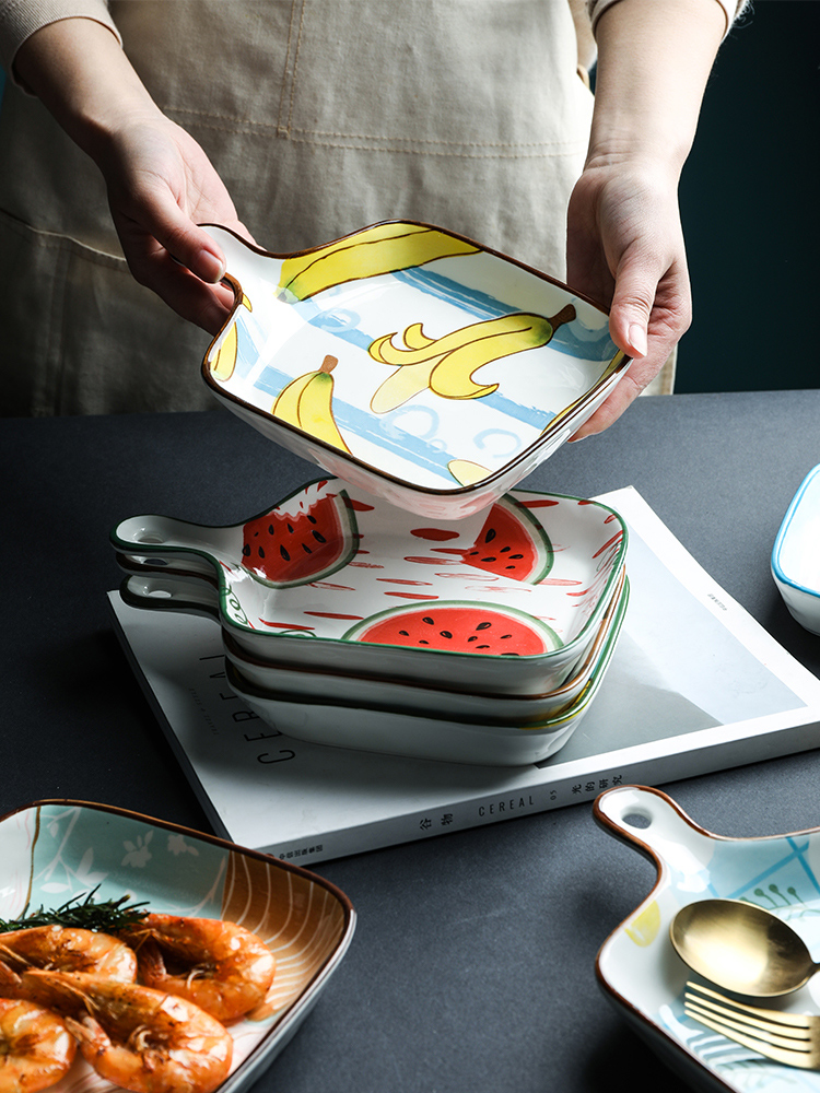 Creative lovely web celebrity oven bake paella pan ceramic household with handle tableware ins 0