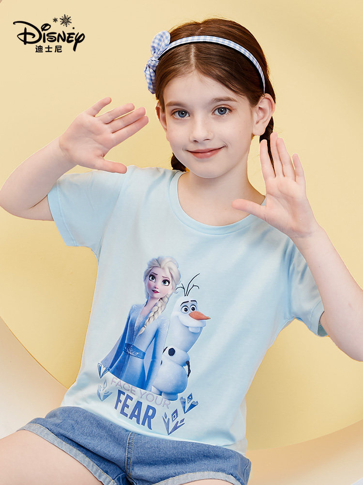 Disney 迪士尼 21年夏季新款 冰雪奇缘系列 女童短袖T恤 天猫优惠券折后￥19包邮（￥59-40）110~150码多色可选