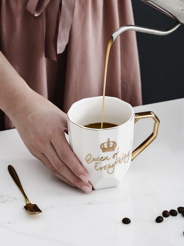 Keller Ins northern wind lovers a creative ceramic coffee cup spoon contracted household drinking cup with cover