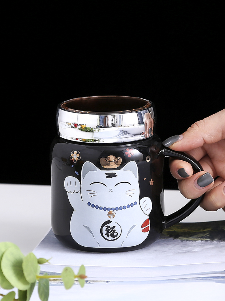 New Year gift cups one lovely plutus cat creative ceramic keller cup keller with cover gift boxes