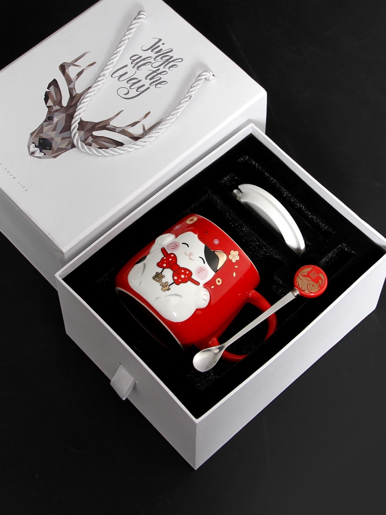 Plutus cat girl gift boxes gift mugs household ceramic cup, lovely creative picking cups of coffee cup
