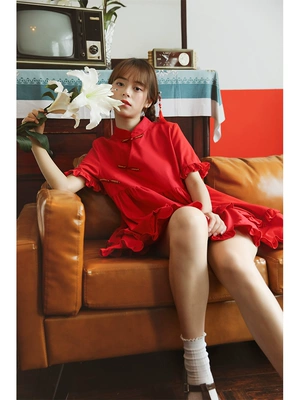 Bản gốc retro Trung Quốc màu đỏ mới sườn xám sửa đổi trang phục cô gái trẻ sinh viên thời trang nhỏ - Sản phẩm HOT