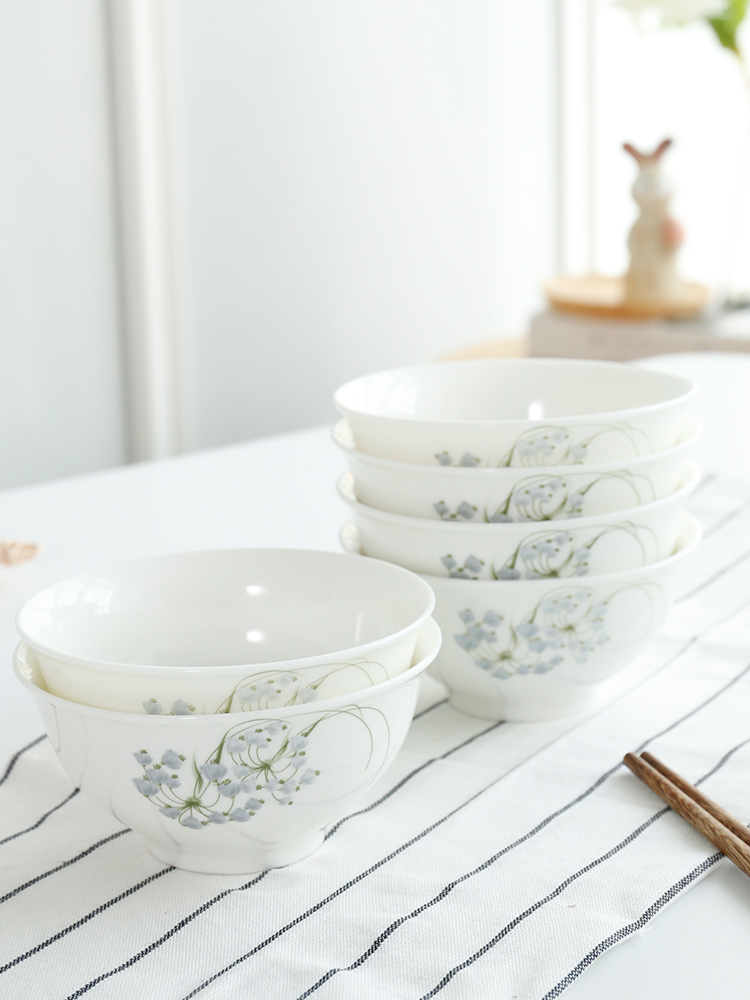 Both of the people 's livelihood ceramic household of Chinese style dishes dishes ordered rice bowls spoons bell orchid rainbow such use small pure and fresh and tableware