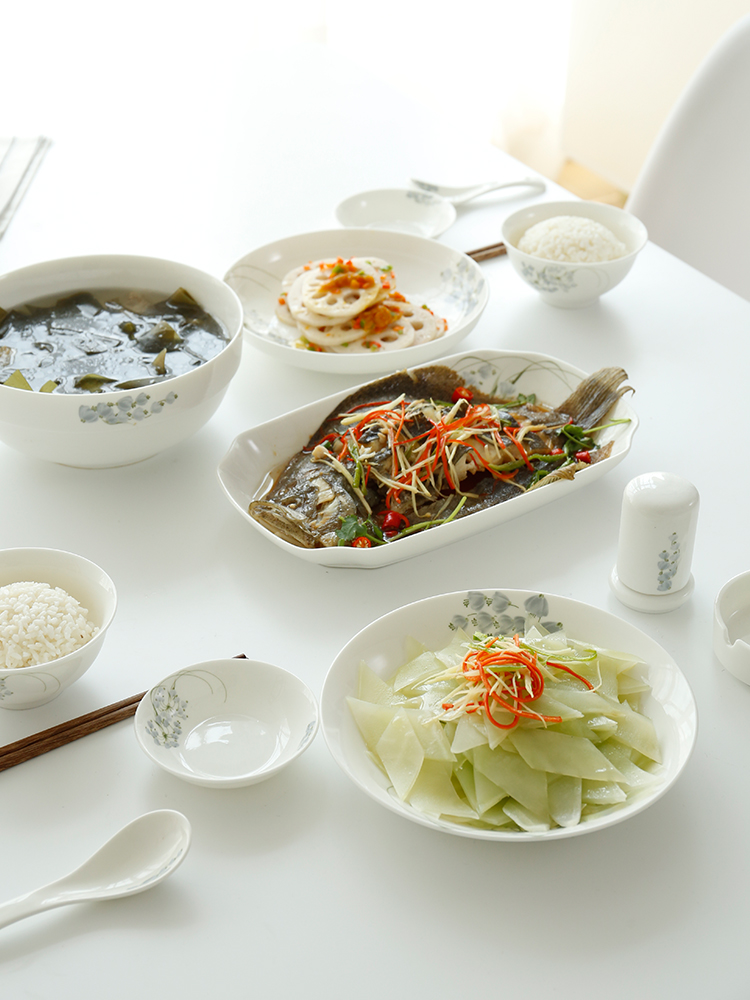 Both of the people 's livelihood ceramic household of Chinese style dishes dishes ordered rice bowls spoons bell orchid rainbow such use small pure and fresh and tableware
