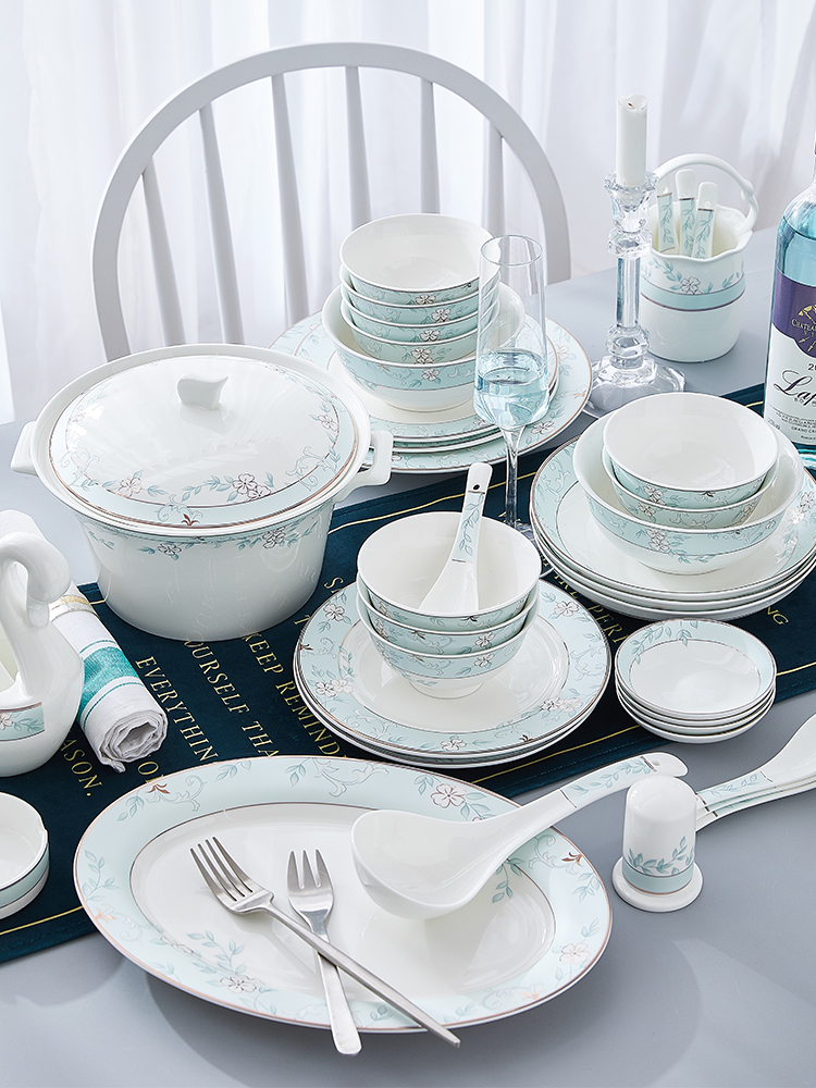 Mystery ipads bowls disc suit household jingdezhen ceramic tableware creative contracted Europe type bowl chopsticks combination plate