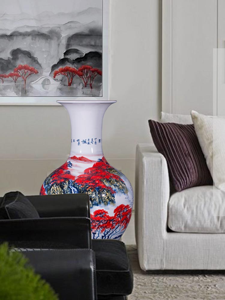 Jingdezhen ceramics famous hand - made the design of the sitting room TV ark of large vases, decorative furnishing articles large red