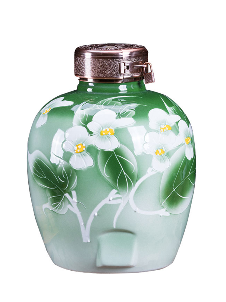 Ceramic jar it 10 kg bottles household seal archaize earthenware with cover 20 jins of 50 kg terms bottle
