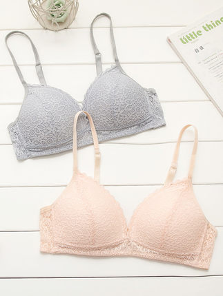 【2件装】法式内衣女文胸性感蕾丝胸衣薄款无钢圈少女学生小胸罩-tmall.com天猫