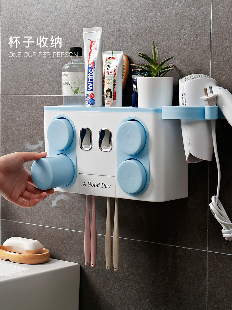 Miễn phí đấm tắm giữ bàn chải đánh răng lưu trữ tường rửa giá bàn chải đánh răng bàn chải đánh răng ống rung cùng một đoạn Tumbler Set