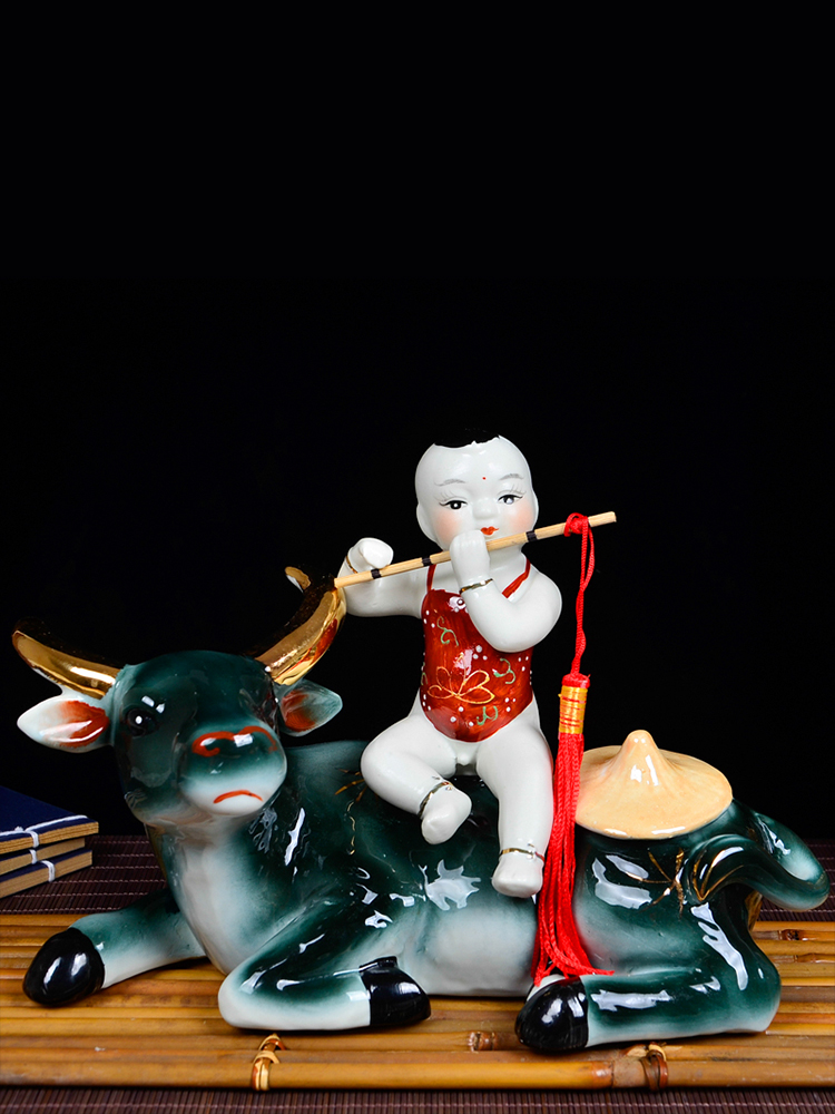 Cb67 jingdezhen ceramics cowboy ride to classical art furnishing articles home porch sitting room adornment handicraft