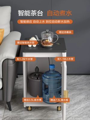 Bàn trà đa chức năng có bánh xe di động, Bàn trà kết hợp mặt đá đun nước