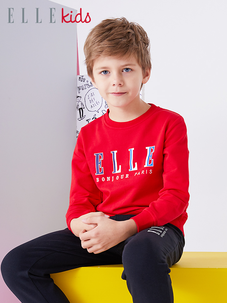 ELLE kids 19年春新款 纯棉 男童圆领卫衣 天猫优惠券折后￥59包邮（￥99-40）3色可选 女童款同价