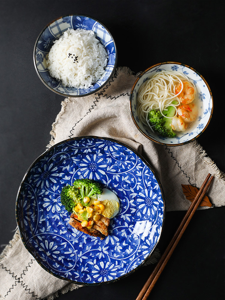 Japan imported Japanese deep dish housewarming gift boxes breakfast tray ceramic tableware tableware LiangDie dish dish dish of household