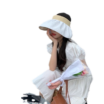 Jiao Xias same style large brim sun protection empty top shell hat for women summer UV protection face covering travel leisure sun hat