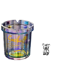 Personalized creative ashtray anti-fly ash home office funnel stainless steel ashtray with glass