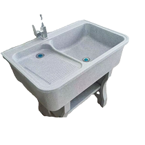 Quartz stone laundry pool balcony household laundry basin integrated marble with washboard outdoor courtyard laundry sink