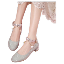 Girls high heels children little girl performance shoes dress catwalk performance shoes new soft sole pearl princess shoes
