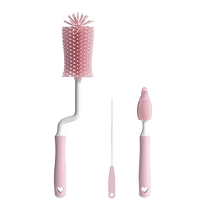 Bottle brush baby special cleaning brush three-piece set silicone sponge newborn pacifier straw rinse portable